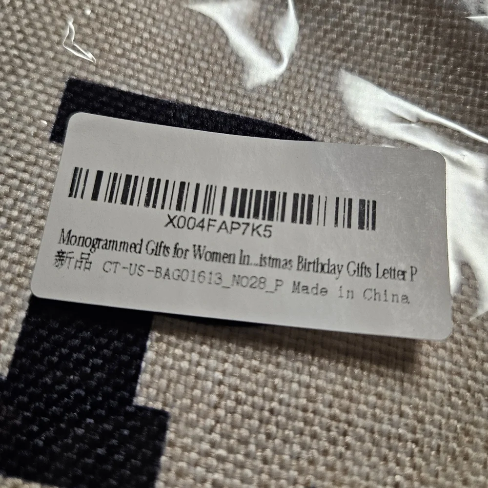 Floral Canvas Zip Pouch with Black “P” Monogram